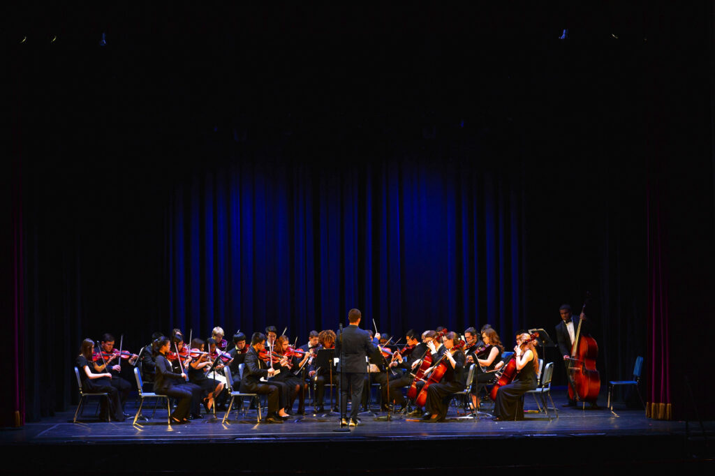 wide angle of Morgantown High Orchestra
