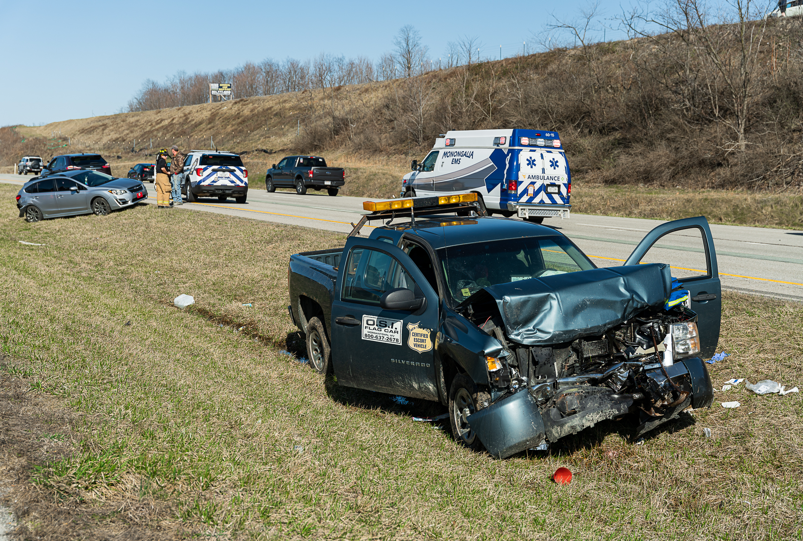 Chevrolet Silverado with heavy front-end damage